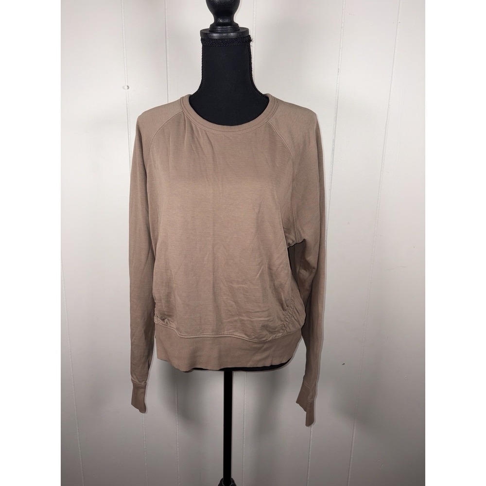 Athleta Sundown Puckered Brown pullover crewneck sweatshirt size Large‎